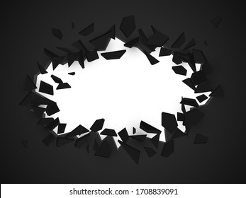 Muro roto con espacio para texto. Explosión de vector abstracta.