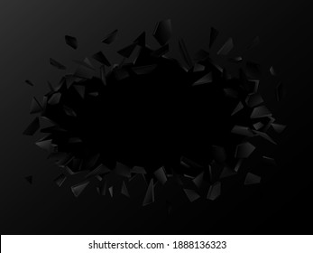 Broken wall with space for text. Abstract vector explosion.