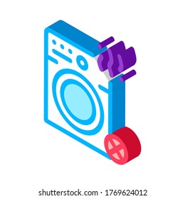 Broken Washer Icon Vector. Isometric Broken Washer sign. color isolated symbol illustration