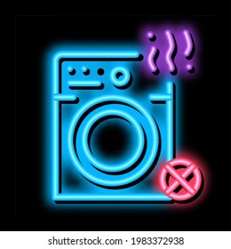 Broken Washer Neon Light Sign Vector. Glowing Bright Icon Broken Washer Sign. Transparent Symbol Illustration