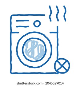 Broken Washer Sketch Icon Vector. Hand Drawn Blue Doodle Line Art Broken Washer Sign. Isolated Symbol Illustration