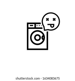 Broken washing machine outline icon. Clipart image isolated on white background