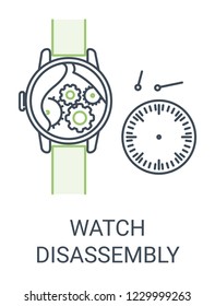 Broken watch symbol. Watch disassembly icon