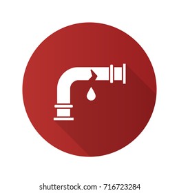Zerbrochenes Wasserpfeifen flaches Design lange Schattenbrille Symbol. Vektorsilhouette-Illustration