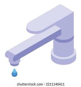 Broken water tap icon isometric vector. Pipe leakage. Faucet pipeline