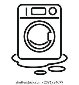 Broken water washing machine icon outline vector. Fix accident service. Cleaning service
