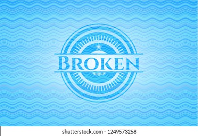 Broken water wave representation emblem background.