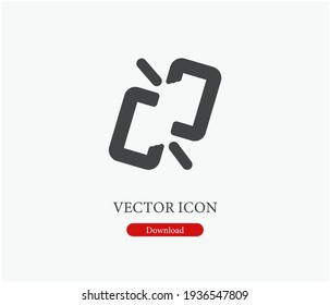 Broken web link vector icon. Editable stroke. Symbol in Line Art Style for Design, Presentation, Website or Apps Elements. Pixel vector graphics - Vector