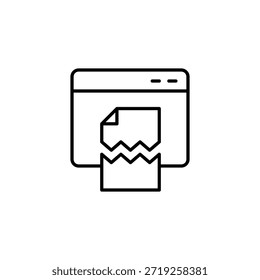 Symbol für unterbrochene Webseite-Gliederung, das eine Fehlerbenachrichtigung darstellt