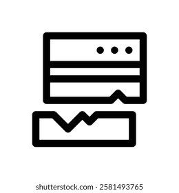 Broken website. Editable stroke vector icon.