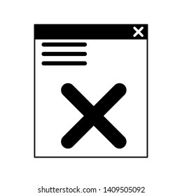 broken website icon cartoon vector illustration graphic design black and white