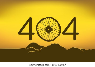 Broken wheel and off-road as a symbol 404 Error. Concept for failure updates, uploading or operation system. Page not found or program mistake. Vector illustration.