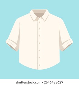 Broken white long sleeve button up collar shirt. Isolated flat vector illustration.
