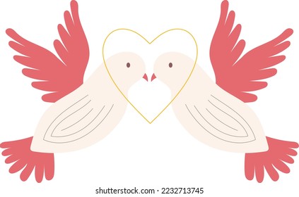 Broken white wedding doves illustration