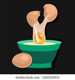 broken and whole eggs