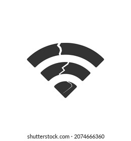 Broken wifi sugnal, No signal, bad antenna, no wifi, no wireless connection. Stock vector illustration isolated