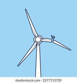 Broken Wind Turbines Vector - Renewable Energy Artwork for Eco-Friendly and Sustainable Projects