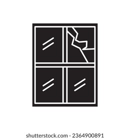 Zerbrochenes Fenster Feldsymbol flache Illustration auf weißem Hintergrund.eps