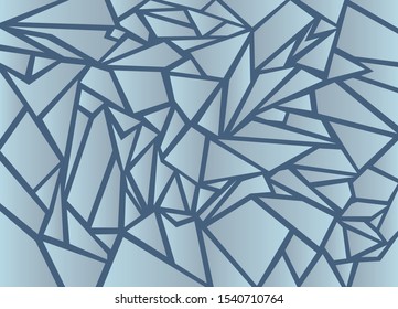 Broken window glass on a blue background. Broken windshield, shattered glass or crack windows. Shards of computer screen or cracked shattered mirror. Vector illustration.