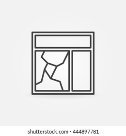 Broken Window Glass Pane Icon. Vector Thin Line Broken Window Concept Symbol Or Logo Element