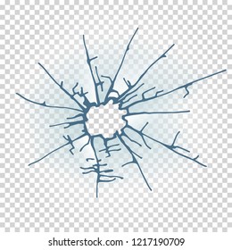 Broken window glass. Realistic daylight design vector illustration.