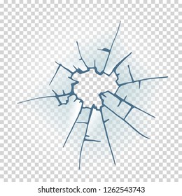 Broken window glass. Realistic daylight design vector illustration.