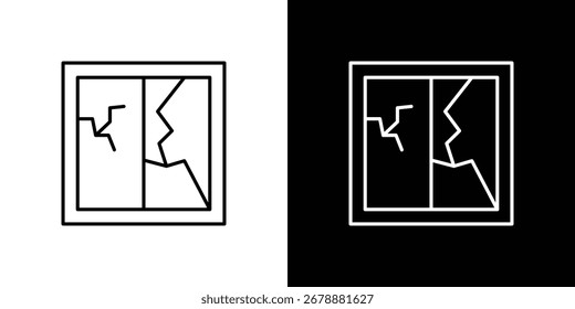 Ícone da janela rompida no traçado editável. Ilustração vetorial EPS 10.