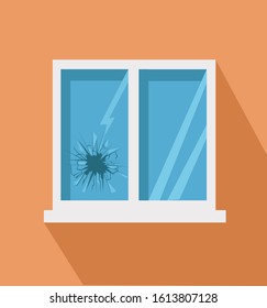 Broken Window Icon In Flat Style