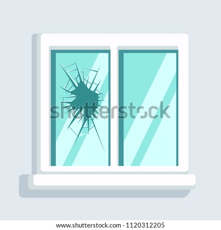 Broken window icon isolated. Simple cartoon vector illustration. Broken windows theory concept.