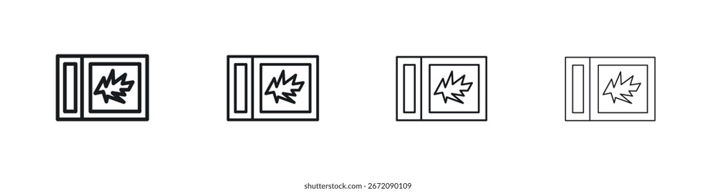 Icono de ventana rota. líneas de trazos mínimos para Diseños web