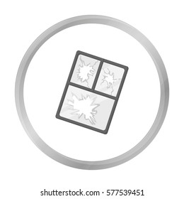 Broken window icon in monochrome style isolated on white background. Trash and garbage symbol stock vector illustration.