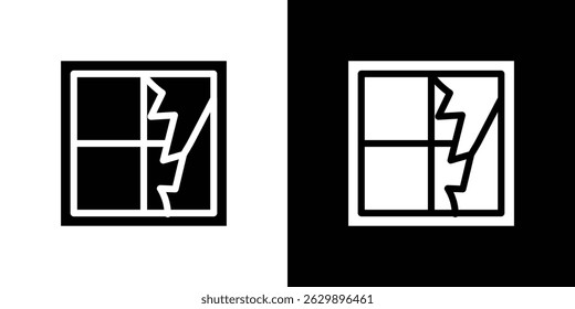 Broken window icon in solid flat trendy design style.