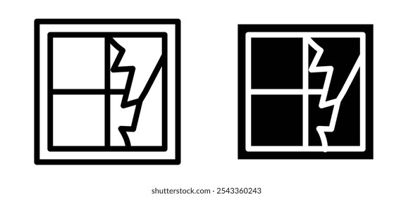 Colección rota del símbolo del icono de la ventana sobre fondo blanco.
