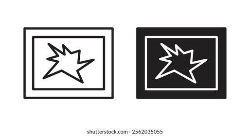 Broken window icons in flat and line style set.