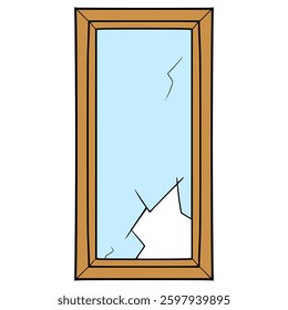 broken window illustration hand drawn isolated vector