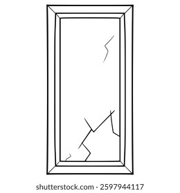broken window illustration hand drawn outline vector