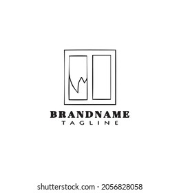 diseño de icono de caricatura del logotipo de la ventana rota ilustración de vector aislado negro
