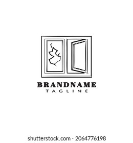 icono de caricatura del logotipo de la ventana rota plantilla de icono negro ilustración de vector aislado