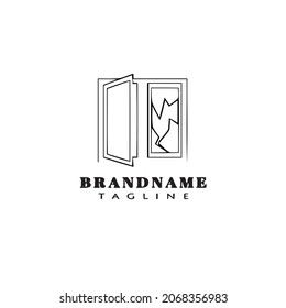 broken window logo cartoon icon design template black modern isolated creative illustration
