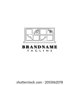 broken window logo icon design template black modern isolated vector illustration