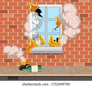 Broken window on white background illustration