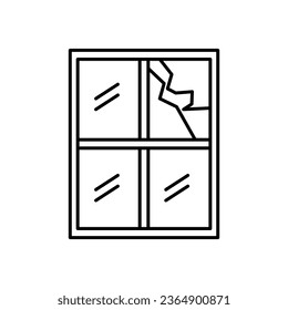 Broken window outline icon. Robbery simple line vector icon. flat illustration on white background..eps