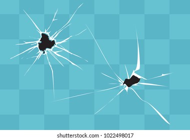 Broken window pane, broken glass or  bullet marks. High resolution