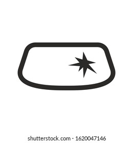 Broken Windshield Icon. Vector Icon Isolated On White Background.