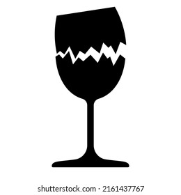 Broken wine glass. Black glass isolated on white background. Vector Illustration EPS 10 File.