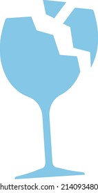 Silhouette vectorial aislada de vidrio de vino roto.