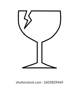 Broken wine glass on white background.
