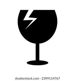 Broken wine glass silhouette icon. Vector.