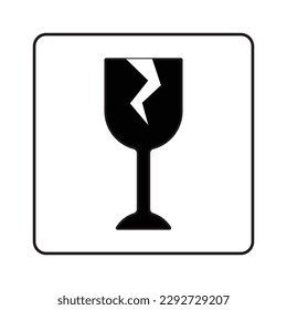 broken wine glass symbol packaging icon danger sicker broken glass