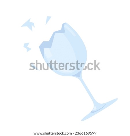 Broken wine glass. Glass trash. Garbage recycle concept. Vector illustration